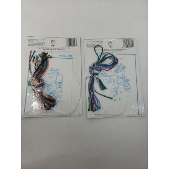 Lace Ornament Kits Stamped VTG 1990s Designs for the Needle Church Snowman NOS - Picture 8 of 16